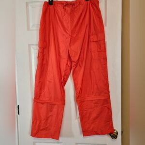 Orange Y2k Windbreaker Mesh Lined Cargo Pants, Capri Unzipped